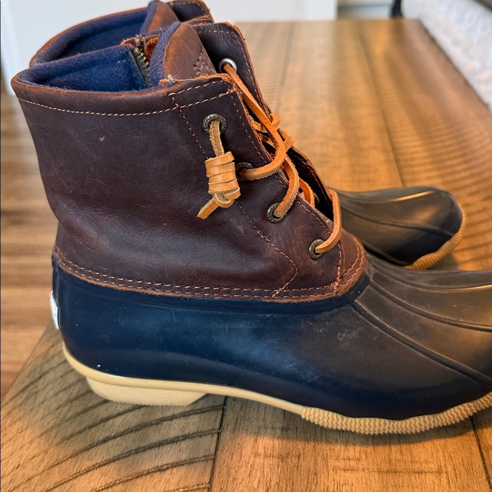 Sperry Saltwater Duck Boots – Navy & Brown Leather | Women’s Size 9 - Picture 3 of 6